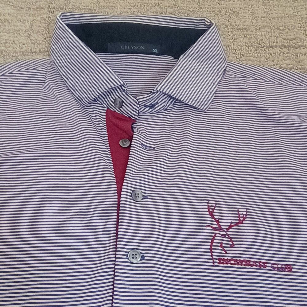 Greyson Polo Mens XL Blue Pin Striped Golf Performance Stretch Golf Shirt